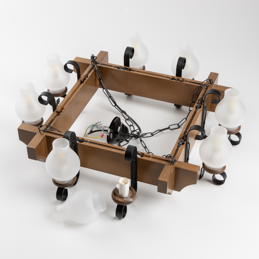 Brilagi - Chandelier on a chain QUEEN 8xE14/40W/230V beech/walnut