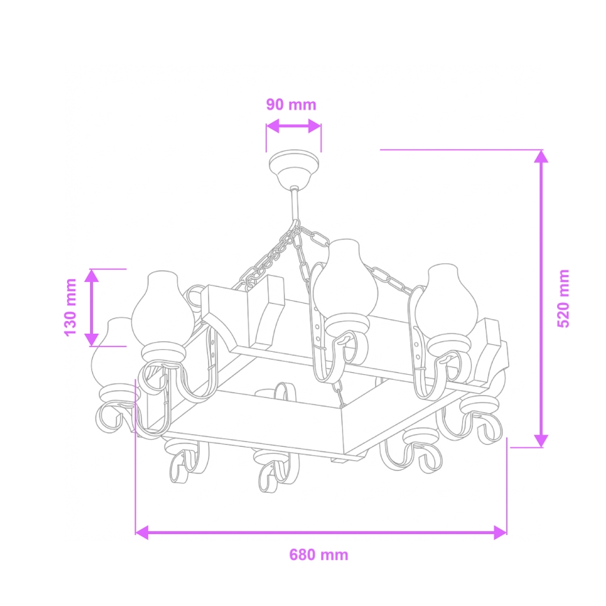 Brilagi - Chandelier on a chain QUEEN 8xE14/40W/230V beech/walnut