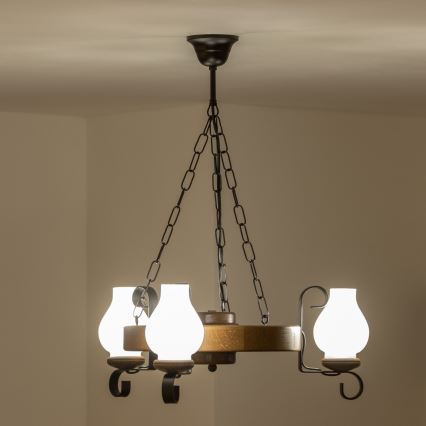 Brilagi - Chandelier on a chain ROATA 3xE14/40W/230V beech/walnut