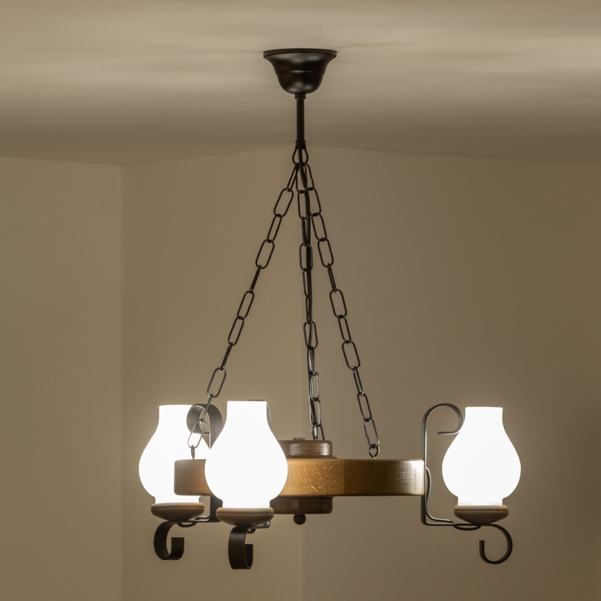 Brilagi - Chandelier on a chain ROATA 3xE14/40W/230V beech/walnut