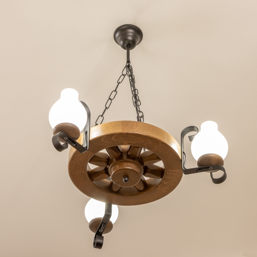 Brilagi - Chandelier on a chain ROATA 3xE14/40W/230V beech/walnut