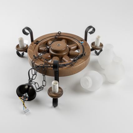 Brilagi - Chandelier on a chain ROATA 3xE14/40W/230V beech/walnut