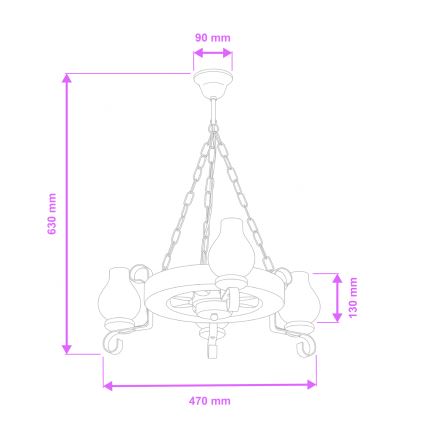 Brilagi - Chandelier on a chain ROATA 3xE14/40W/230V beech/walnut