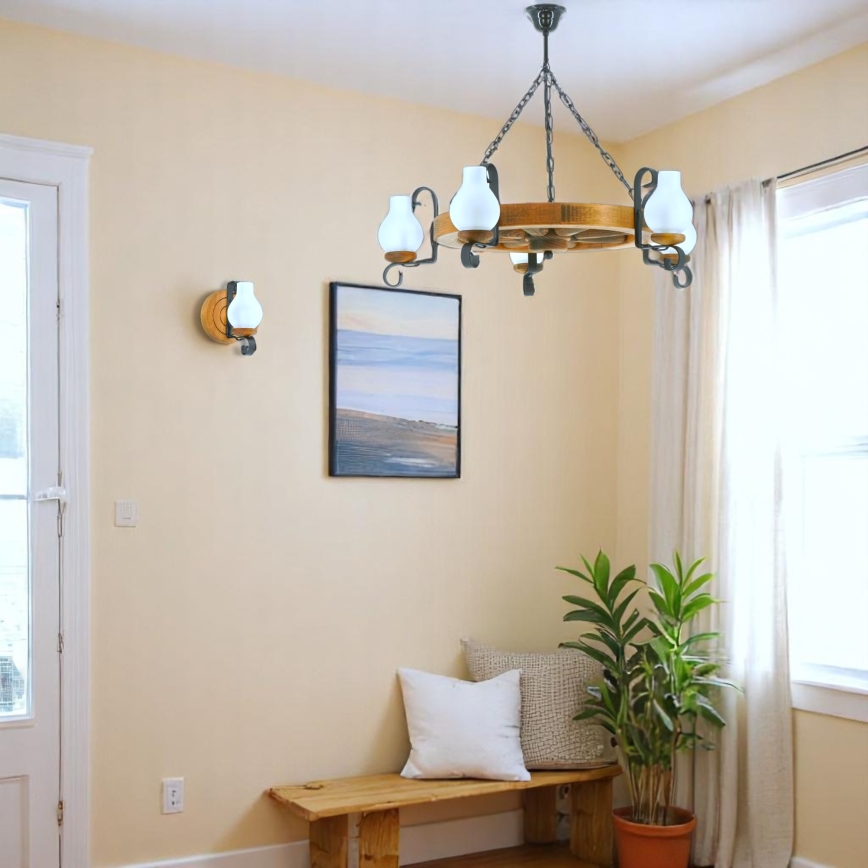 Brilagi - Chandelier on a chain ROATA 5xE14/40W/230V beech