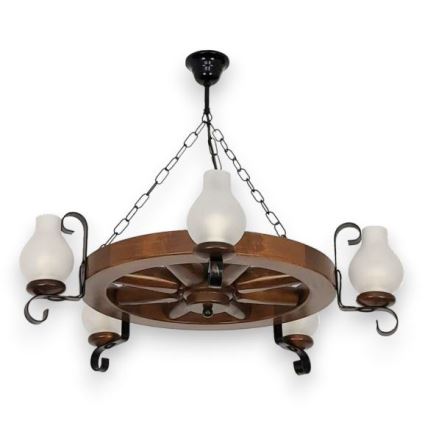 Brilagi - Chandelier on a chain ROATA 5xE14/40W/230V beech/walnut