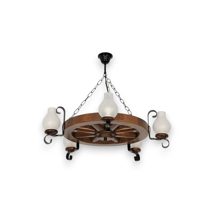 Brilagi - Chandelier on a chain ROATA 5xE14/40W/230V beech/walnut
