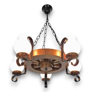 Brilagi - Chandelier on a chain ROATA 5xE14/40W/230V beech/walnut