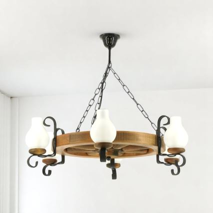 Brilagi - Chandelier on a chain ROATA 6xE14/40W/230V beech