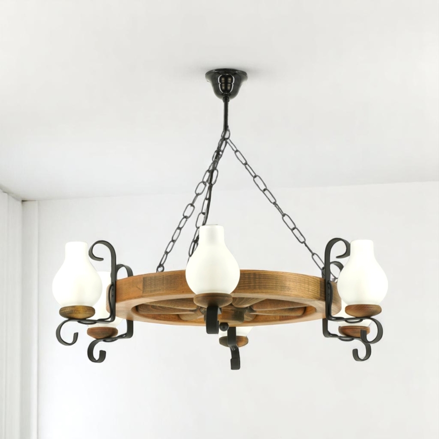 Brilagi - Chandelier on a chain ROATA 6xE14/40W/230V beech