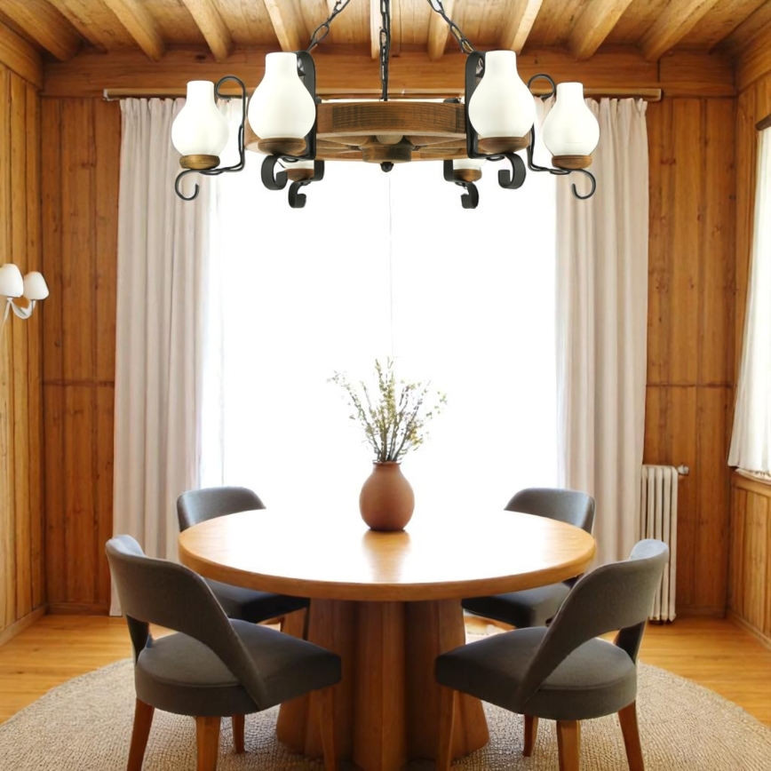 Brilagi - Chandelier on a chain ROATA 6xE14/40W/230V beech