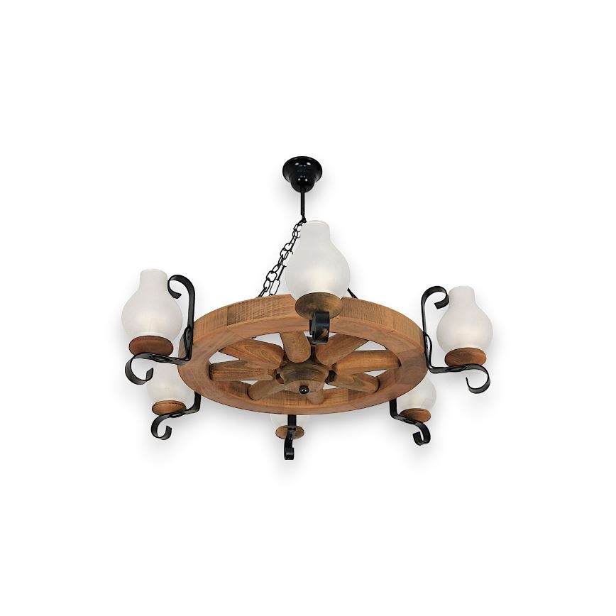 Brilagi - Chandelier on a chain ROATA 6xE14/40W/230V beech