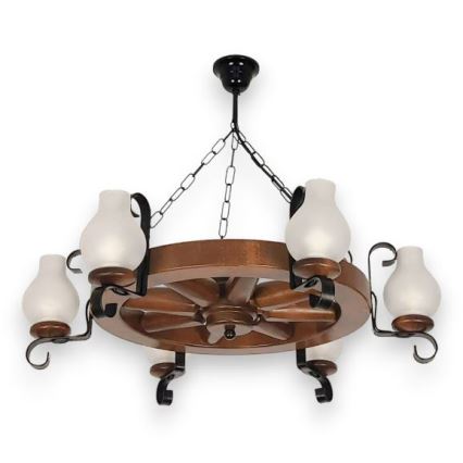 Brilagi - Chandelier on a chain ROATA 6xE14/40W/230V beech/walnut