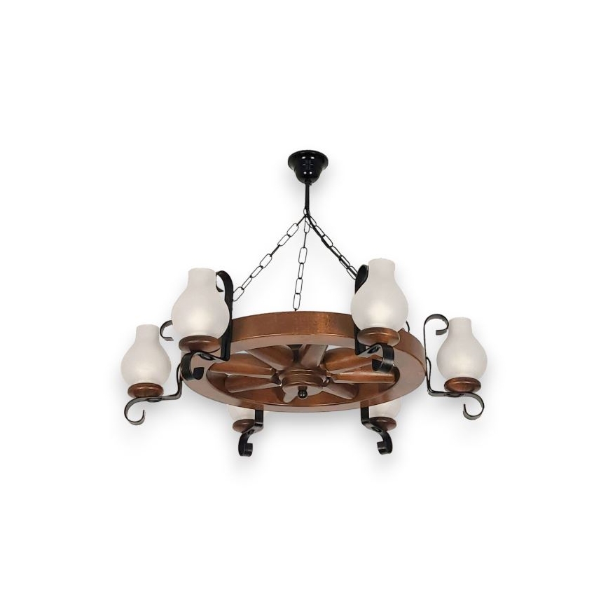 Brilagi - Chandelier on a chain ROATA 6xE14/40W/230V beech/walnut