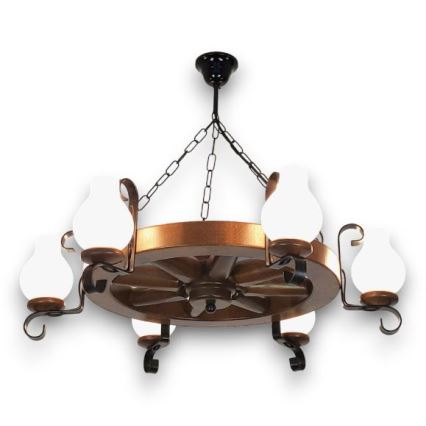 Brilagi - Chandelier on a chain ROATA 6xE14/40W/230V beech/walnut