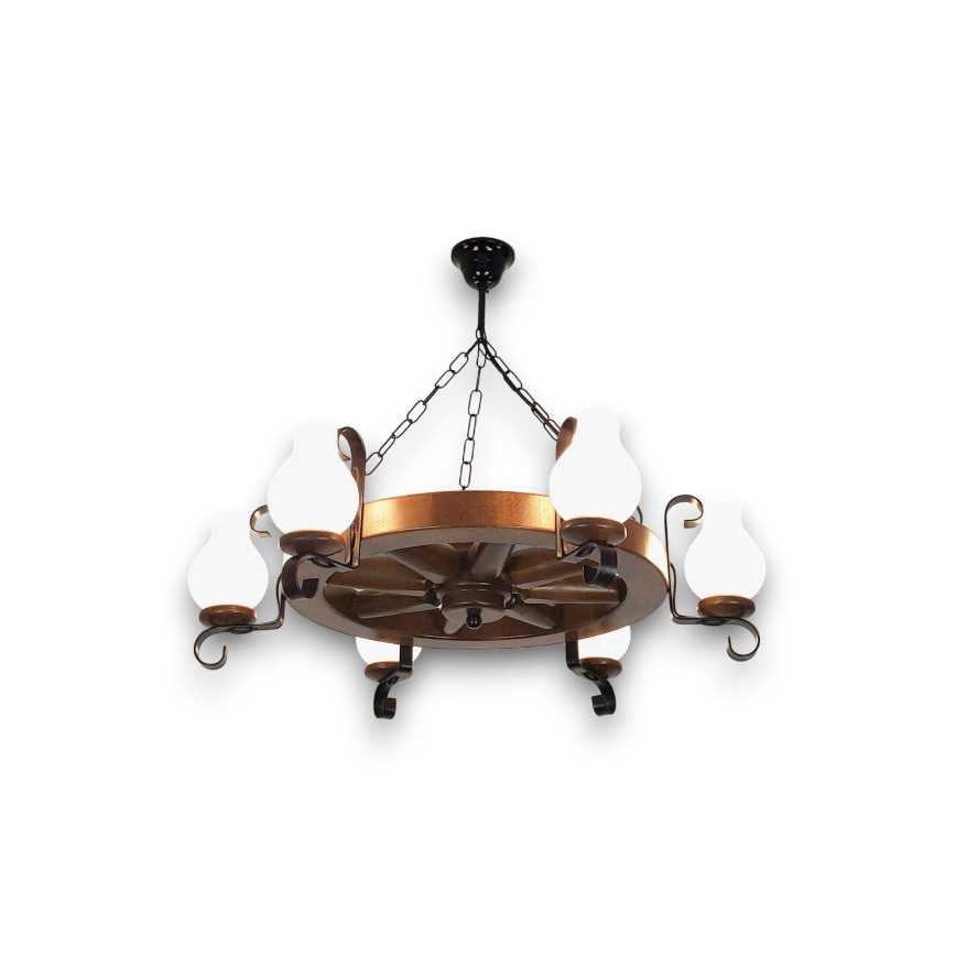Brilagi - Chandelier on a chain ROATA 6xE14/40W/230V beech/walnut
