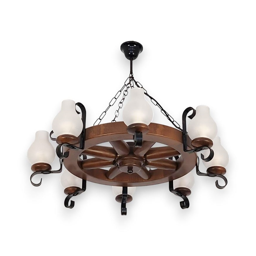 Brilagi - Chandelier on a chain ROATA 8xE14/40W/230V beech/walnut