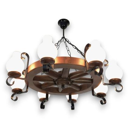 Brilagi - Chandelier on a chain ROATA 8xE14/40W/230V beech/walnut
