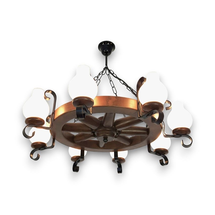Brilagi - Chandelier on a chain ROATA 8xE14/40W/230V beech/walnut
