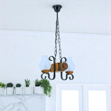 Brilagi - Chandelier on a chain RUSTIC 2xE14/40W/230V beech
