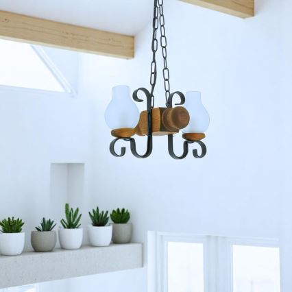 Brilagi - Chandelier on a chain RUSTIC 2xE14/40W/230V beech