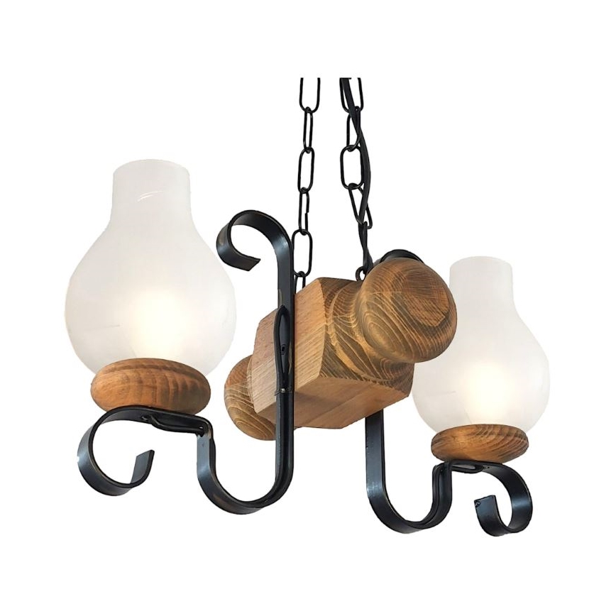 Brilagi - Chandelier on a chain RUSTIC 2xE14/40W/230V beech