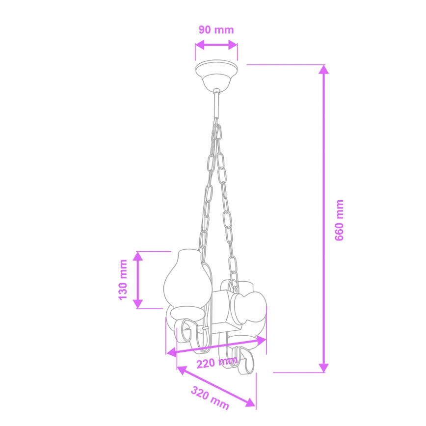 Brilagi - Chandelier on a chain RUSTIC 2xE14/40W/230V beech