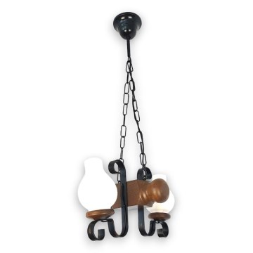 Brilagi - Chandelier on a chain RUSTIC 2xE14/40W/230V beech/walnut
