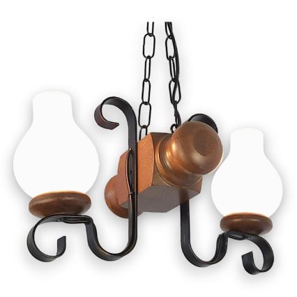Brilagi - Chandelier on a chain RUSTIC 2xE14/40W/230V beech/walnut