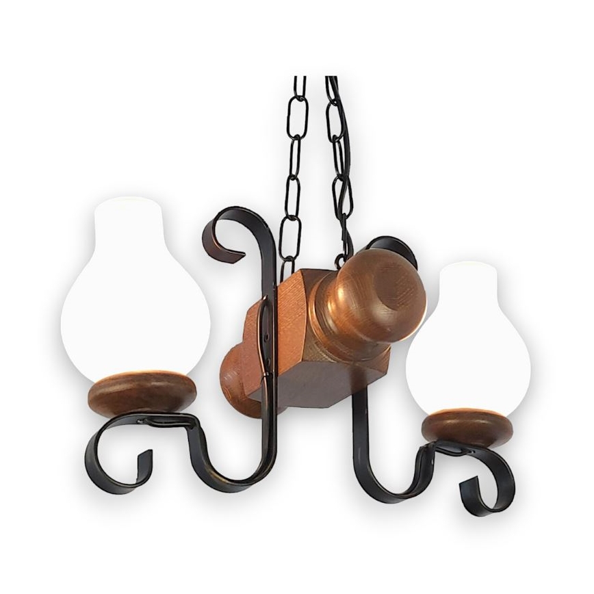 Brilagi - Chandelier on a chain RUSTIC 2xE14/40W/230V beech/walnut