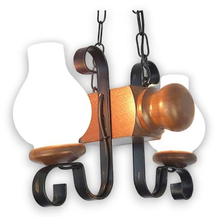Brilagi - Chandelier on a chain RUSTIC 2xE14/40W/230V beech/walnut