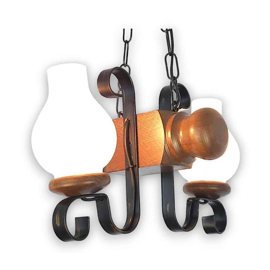 Brilagi - Chandelier on a chain RUSTIC 2xE14/40W/230V beech/walnut