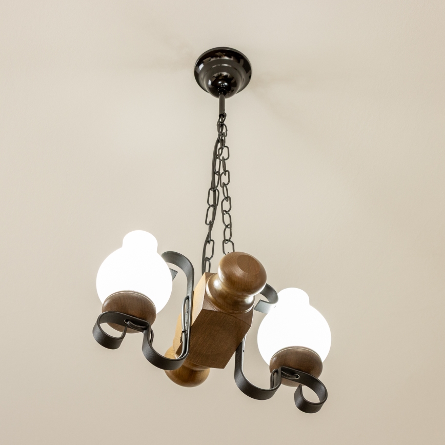 Brilagi - Chandelier on a chain RUSTIC 2xE14/40W/230V beech/walnut