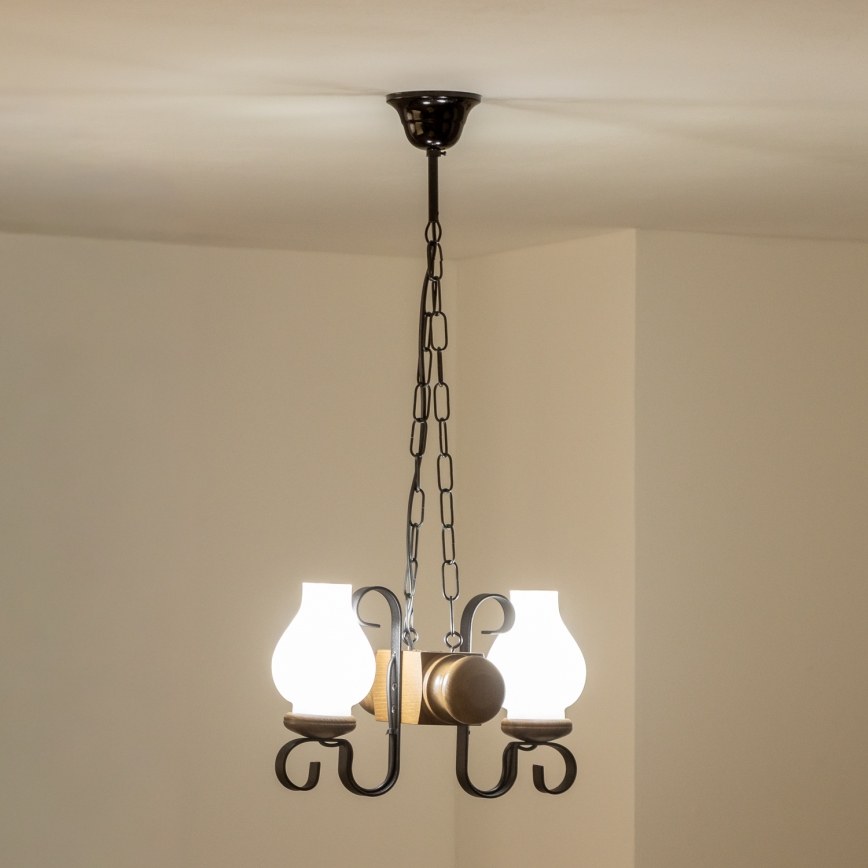Brilagi - Chandelier on a chain RUSTIC 2xE14/40W/230V beech/walnut