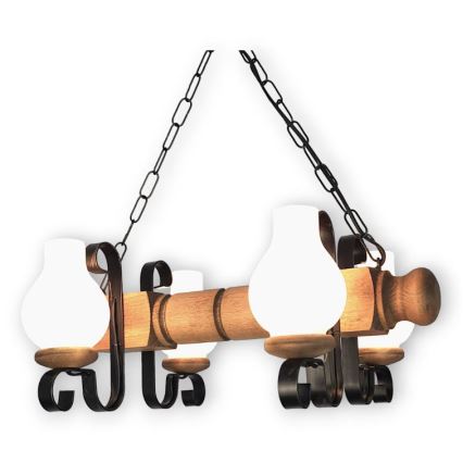 Brilagi - Chandelier on a chain RUSTIC 4xE14/40W/230V beech