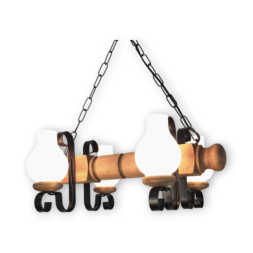 Brilagi - Chandelier on a chain RUSTIC 4xE14/40W/230V beech