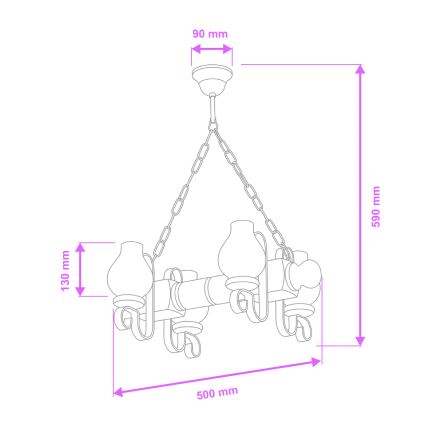Brilagi - Chandelier on a chain RUSTIC 4xE14/40W/230V beech