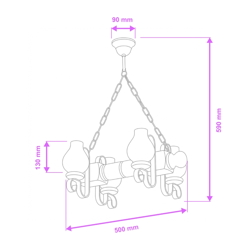 Brilagi - Chandelier on a chain RUSTIC 4xE14/40W/230V beech