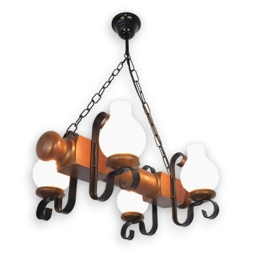 Brilagi - Chandelier on a chain RUSTIC 4xE14/40W/230V beech/walnut