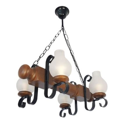 Brilagi - Chandelier on a chain RUSTIC 4xE14/40W/230V beech/walnut
