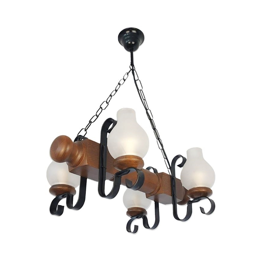 Brilagi - Chandelier on a chain RUSTIC 4xE14/40W/230V beech/walnut