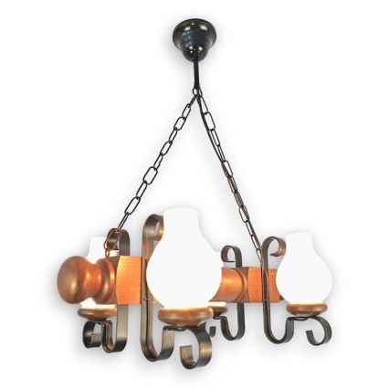 Brilagi - Chandelier on a chain RUSTIC 4xE14/40W/230V beech/walnut