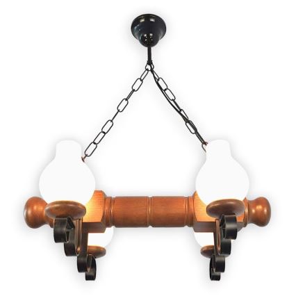 Brilagi - Chandelier on a chain RUSTIC 4xE14/40W/230V beech/walnut