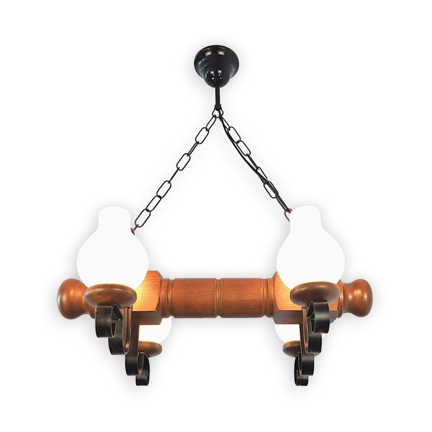 Brilagi - Chandelier on a chain RUSTIC 4xE14/40W/230V beech/walnut