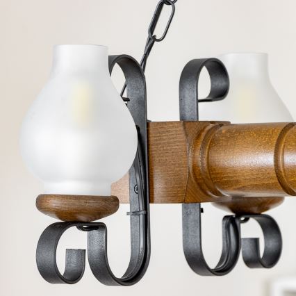 Brilagi - Chandelier on a chain RUSTIC 4xE14/40W/230V beech/walnut