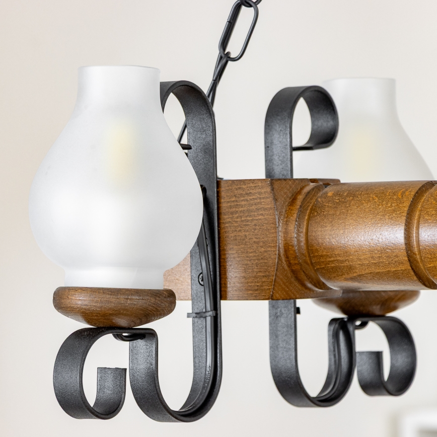 Brilagi - Chandelier on a chain RUSTIC 4xE14/40W/230V beech/walnut