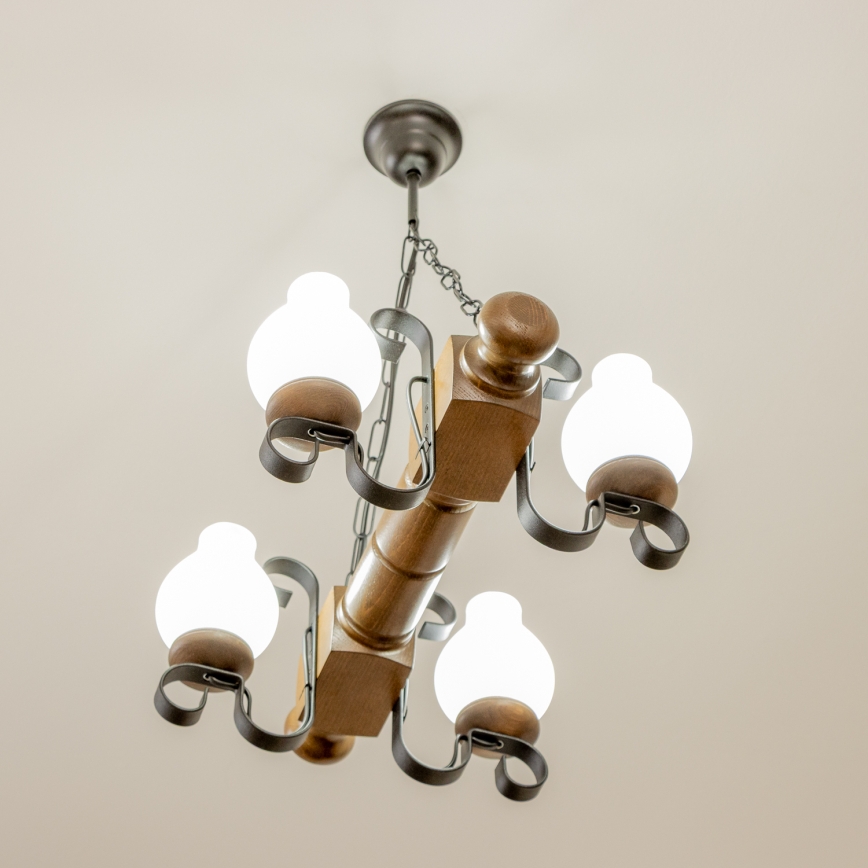 Brilagi - Chandelier on a chain RUSTIC 4xE14/40W/230V beech/walnut
