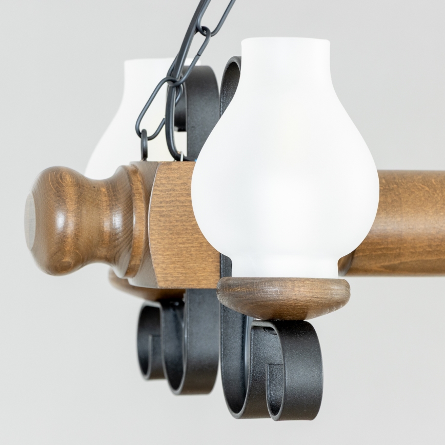 Brilagi - Chandelier on a chain RUSTIC 4xE14/40W/230V beech/walnut