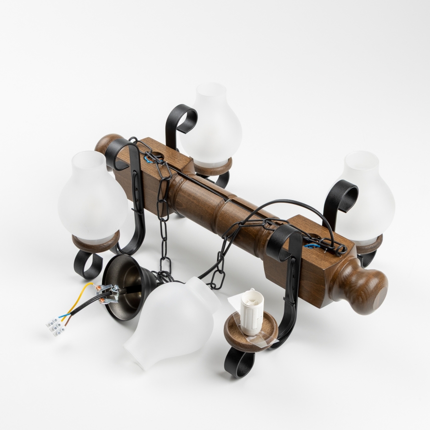 Brilagi - Chandelier on a chain RUSTIC 4xE14/40W/230V beech/walnut