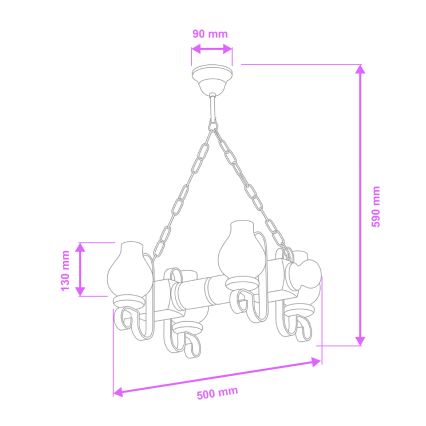 Brilagi - Chandelier on a chain RUSTIC 4xE14/40W/230V beech/walnut