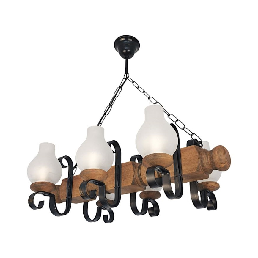 Brilagi - Chandelier on a chain RUSTIC 6xE14/40W/230V beech